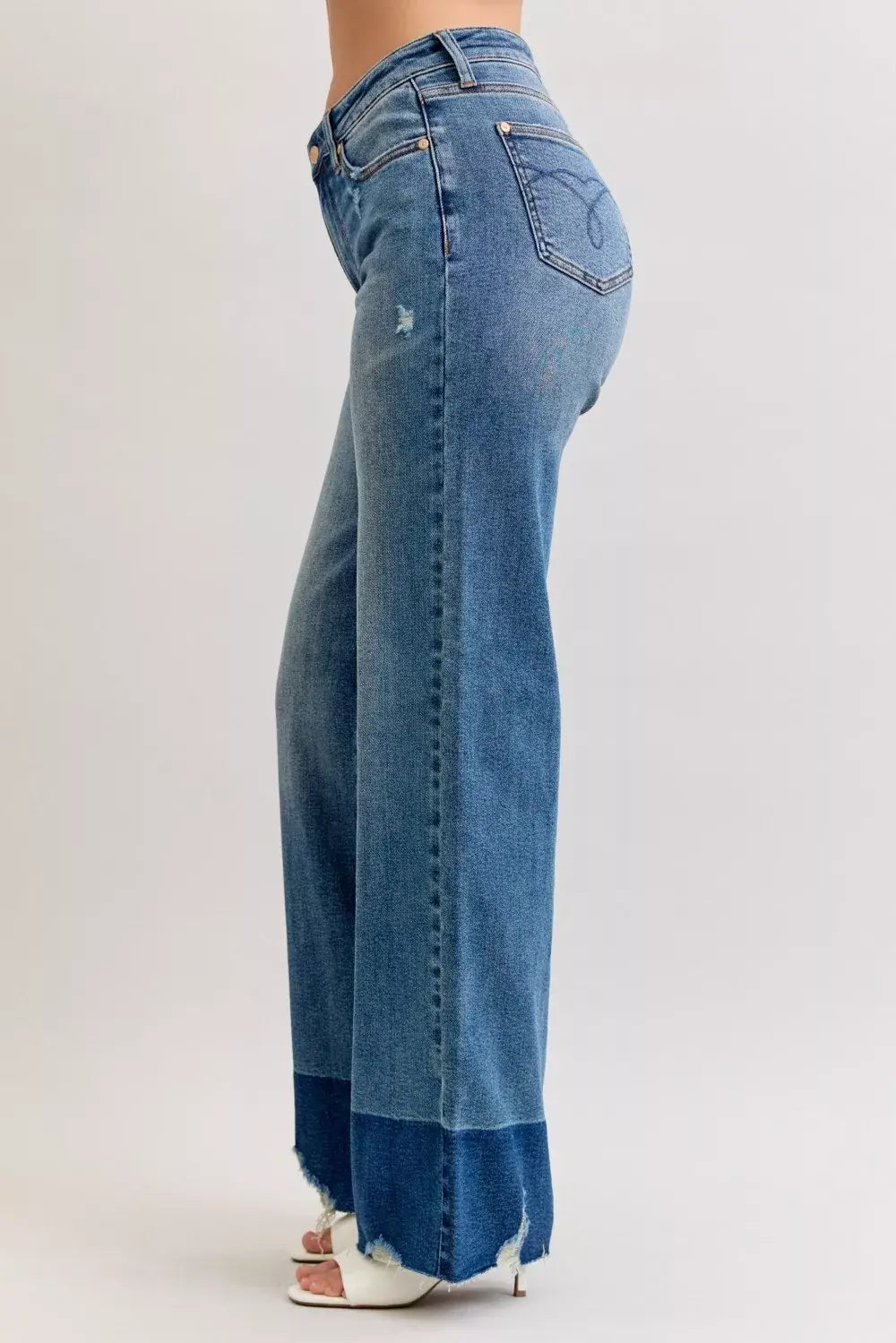 Judy Blue Raw Hem High Waist Column Straight Jeans - Trendsi - Flyclothing LLC