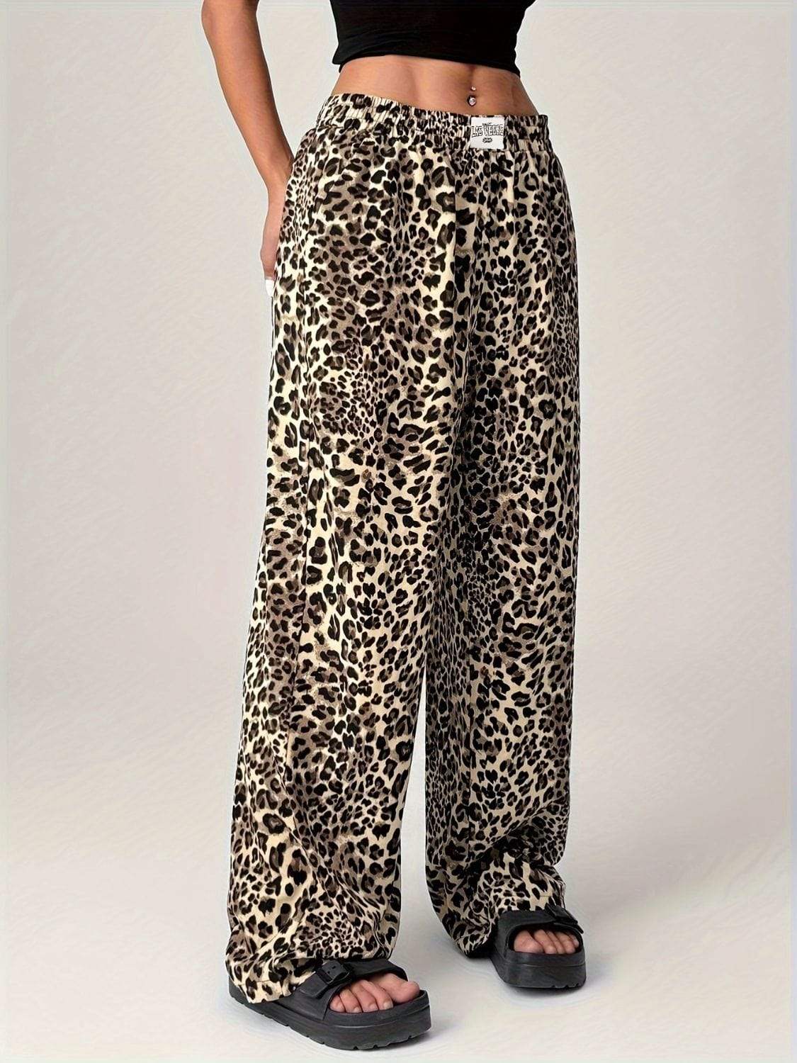 Leopard Wide Leg Pants with Pockets - Trendsi - Flyclothing LLC