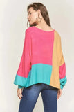 ADORA Loose Fit Colorblock Sweater - Trendsi
