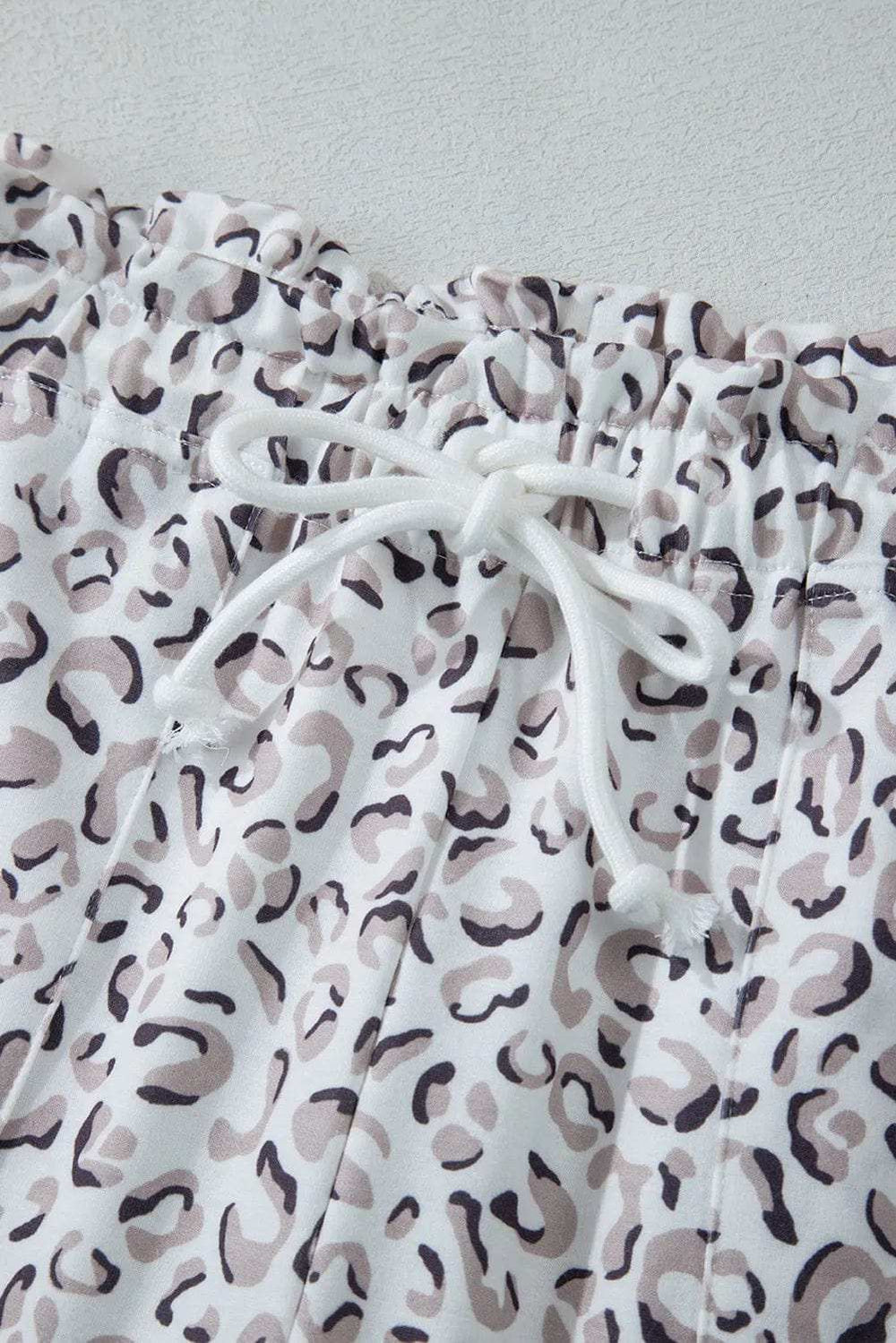 Drawstring Leopard Long Sleeve Hooded Top and Shorts Set - Trendsi - Flyclothing LLC