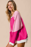 Striped Round Neck Long Sleeve Sweatshirt - Trendsi - Flyclothing LLC