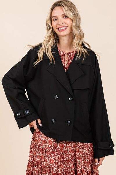 Mittoshop Double Breasted Long Sleeve Trench Coat Jacket - Trendsi - Flyclothing LLC