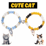 2 Piece Beaded Cat Charm Bracelet - Trendsi - Flyclothing LLC