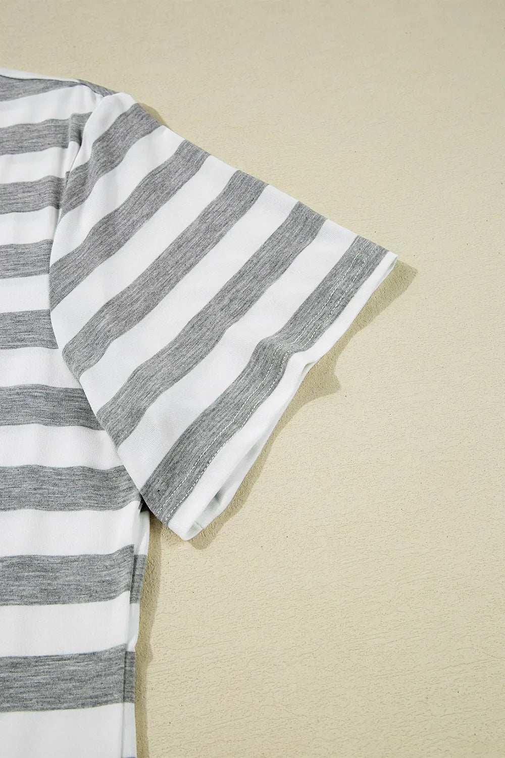 Casual Striped V-Neck Midi T-Shirt Dress - Trendsi - Flyclothing LLC