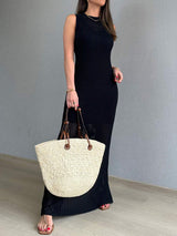 Openwork Slit Round Neck Cover-Up - Trendsi - Flyclothing LLC