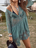 Lace Detail Plunge Cover-Up Dress - Trendsi - Flyclothing LLC