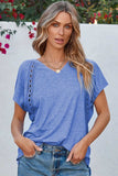 V-Neck Short Sleeve T-Shirt - Trendsi - Flyclothing LLC