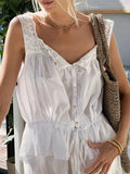Lace Detail Drawstring Tank - Trendsi