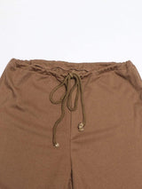Collared Neck Long Sleeve Top and Drawstring Pants Set - Trendsi - Flyclothing LLC