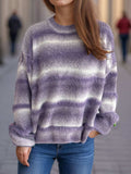 Gradient Round Neck Dropped Shoulder Sweater - Trendsi - Flyclothing LLC