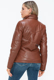 Snobbish Pocketed Zip Up Turtleneck Puffer Jacket - Trendsi