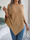 Cable-Knit Openwork Three-Quarter Sleeve Sweater - Trendsi - Flyclothing LLC