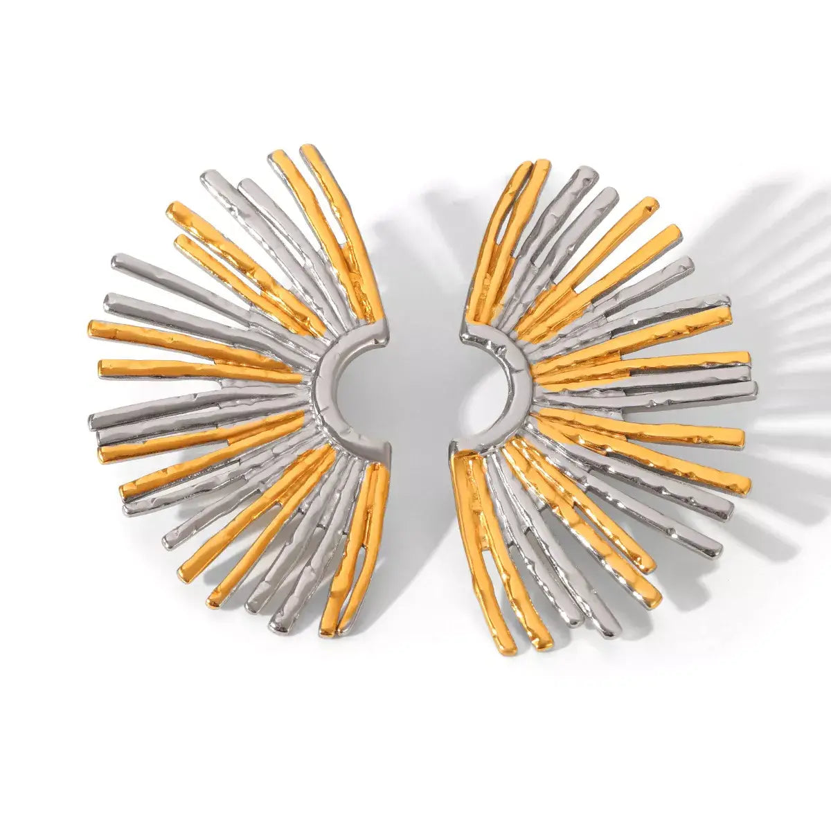 Stainless Steel Fan-Shaped Earrings - Trendsi - Flyclothing LLC