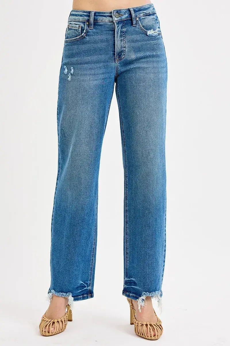 RISEN Full Size Mid Rise Baggy Jeans Plus Size - Trendsi - Flyclothing LLC
