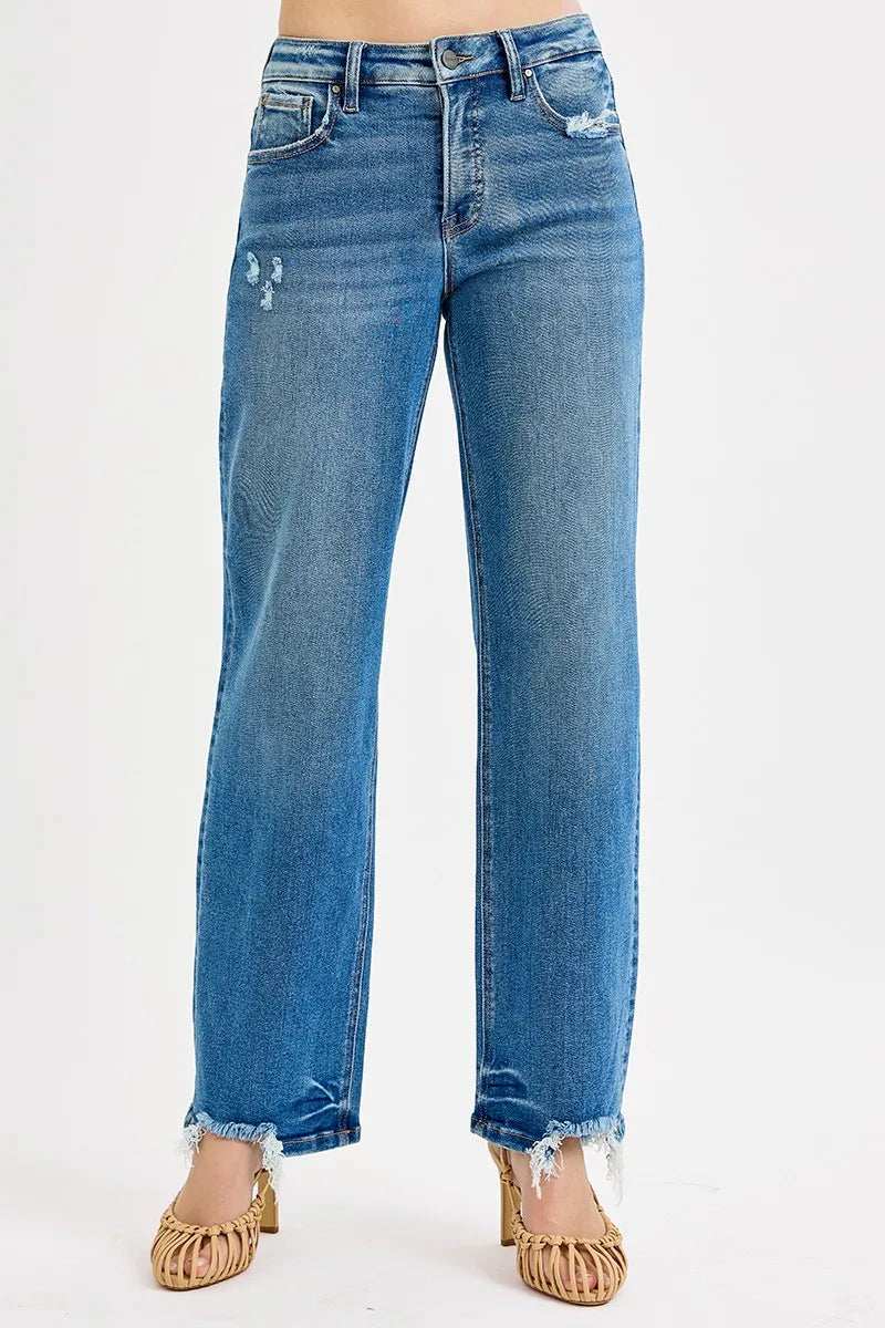RISEN Full Size Mid Rise Baggy Jeans Plus Size - Trendsi - Flyclothing LLC