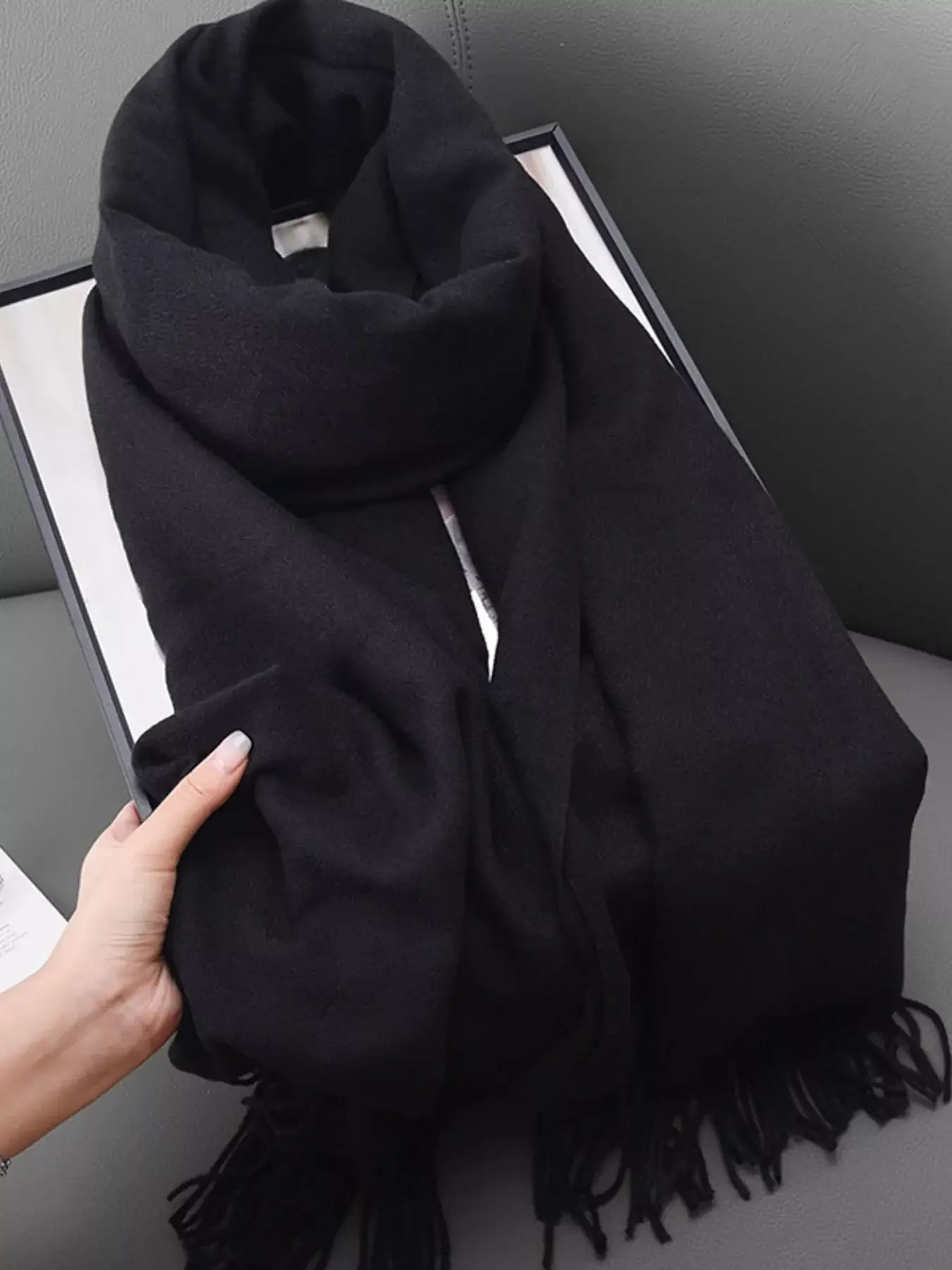 Solid Color Fringe Scarf - Trendsi - Flyclothing LLC