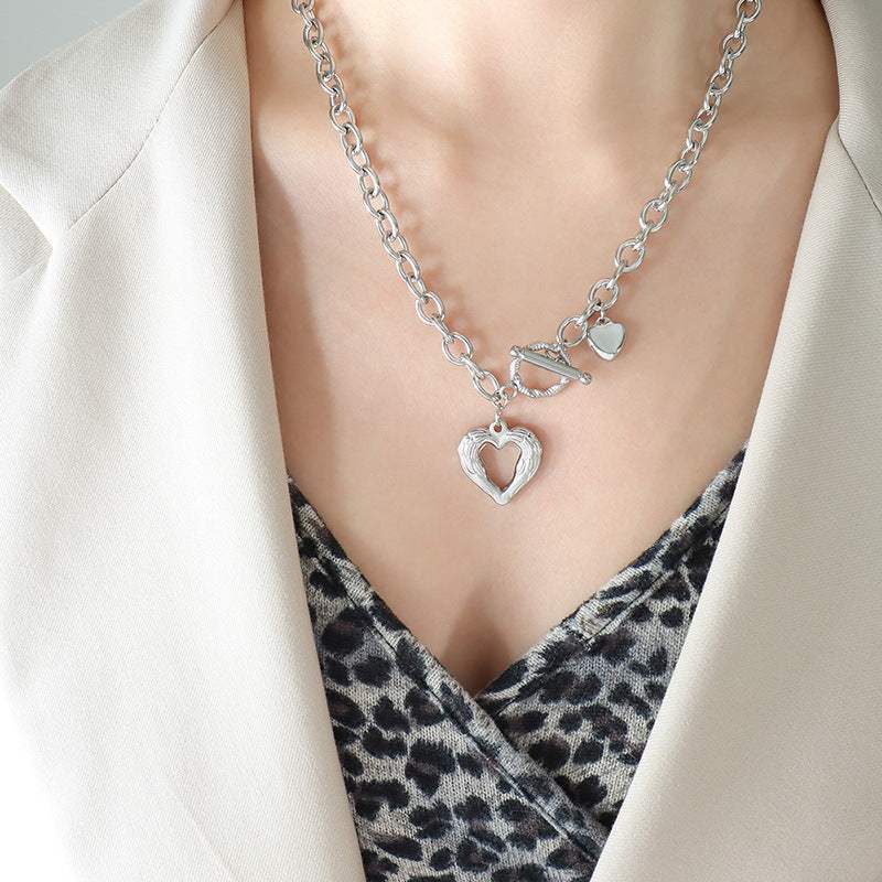 Titanium Steel Heart Pendant Necklace - Trendsi - Flyclothing LLC