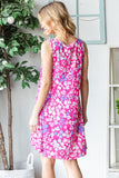 Heimish Full Size Floral V-Neck Tank Dress with Pockets - Trendsi