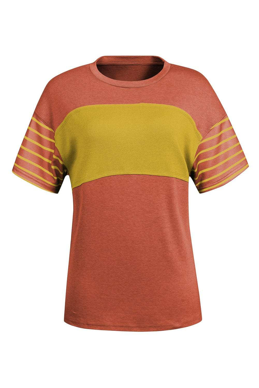 Striped Round Neck Short Sleeve T-Shirt - Trendsi - Flyclothing LLC