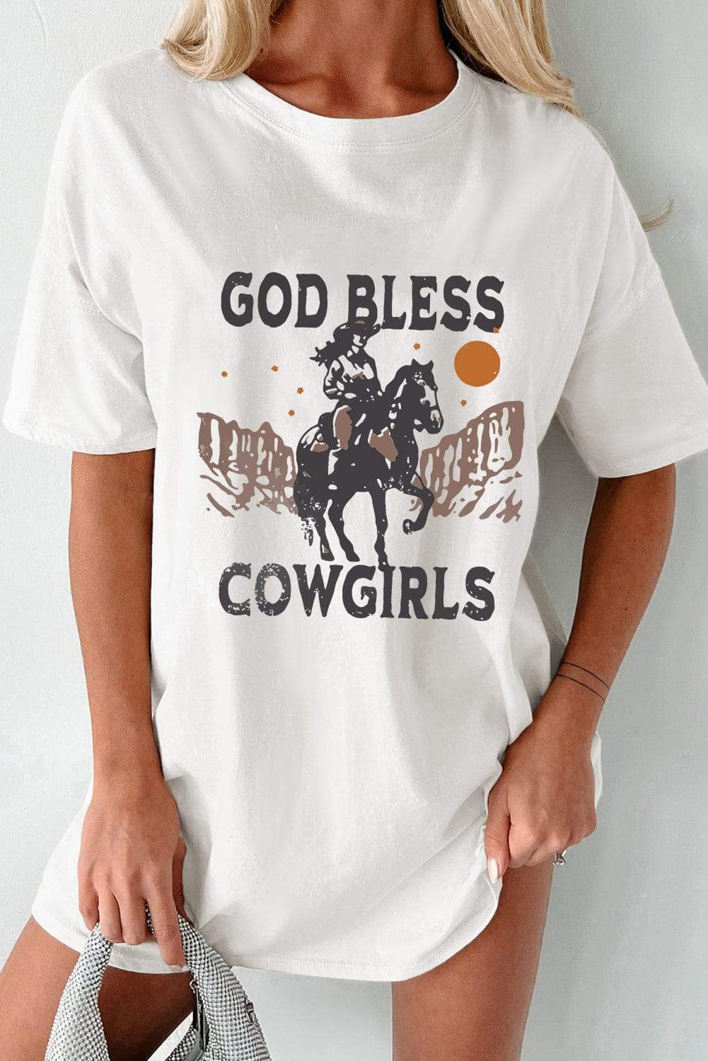Graphic Round Neck Short Sleeve Oversize T-Shirt - Trendsi - Flyclothing LLC