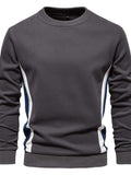 Men's Side Striped Contrast Round Neck Sweatshirt - Trendsi - Flyclothing LLC