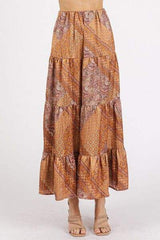 Mittoshop Paisley Patchwork Print Satin Maxi Skirt - Trendsi - Flyclothing LLC