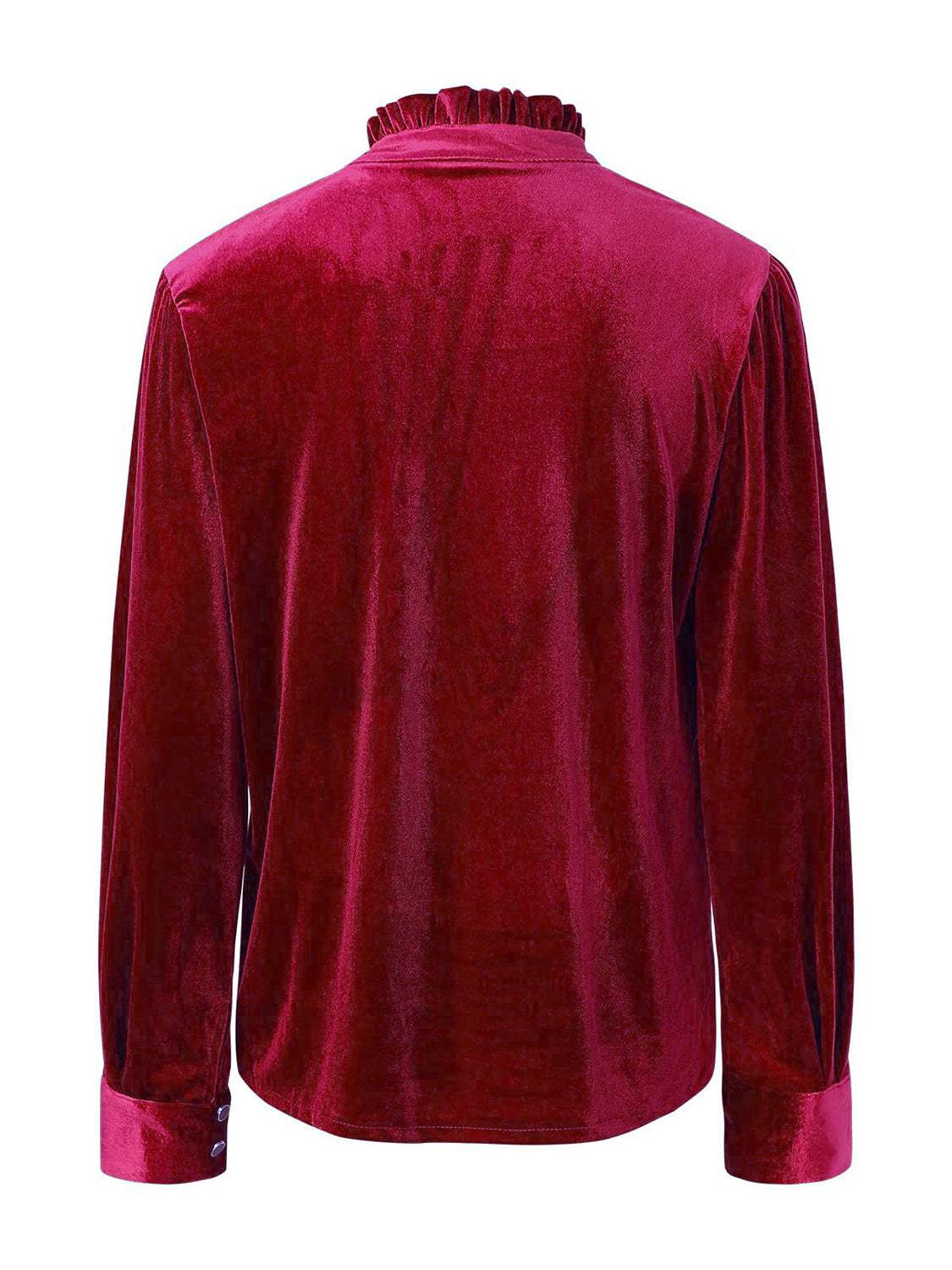 Half Button Long Sleeve Blouse - Trendsi - Flyclothing LLC
