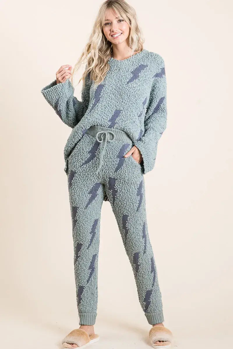 BiBi Cozy Soft Hairy Popcorn Sweater Pants - Trendsi - Flyclothing LLC