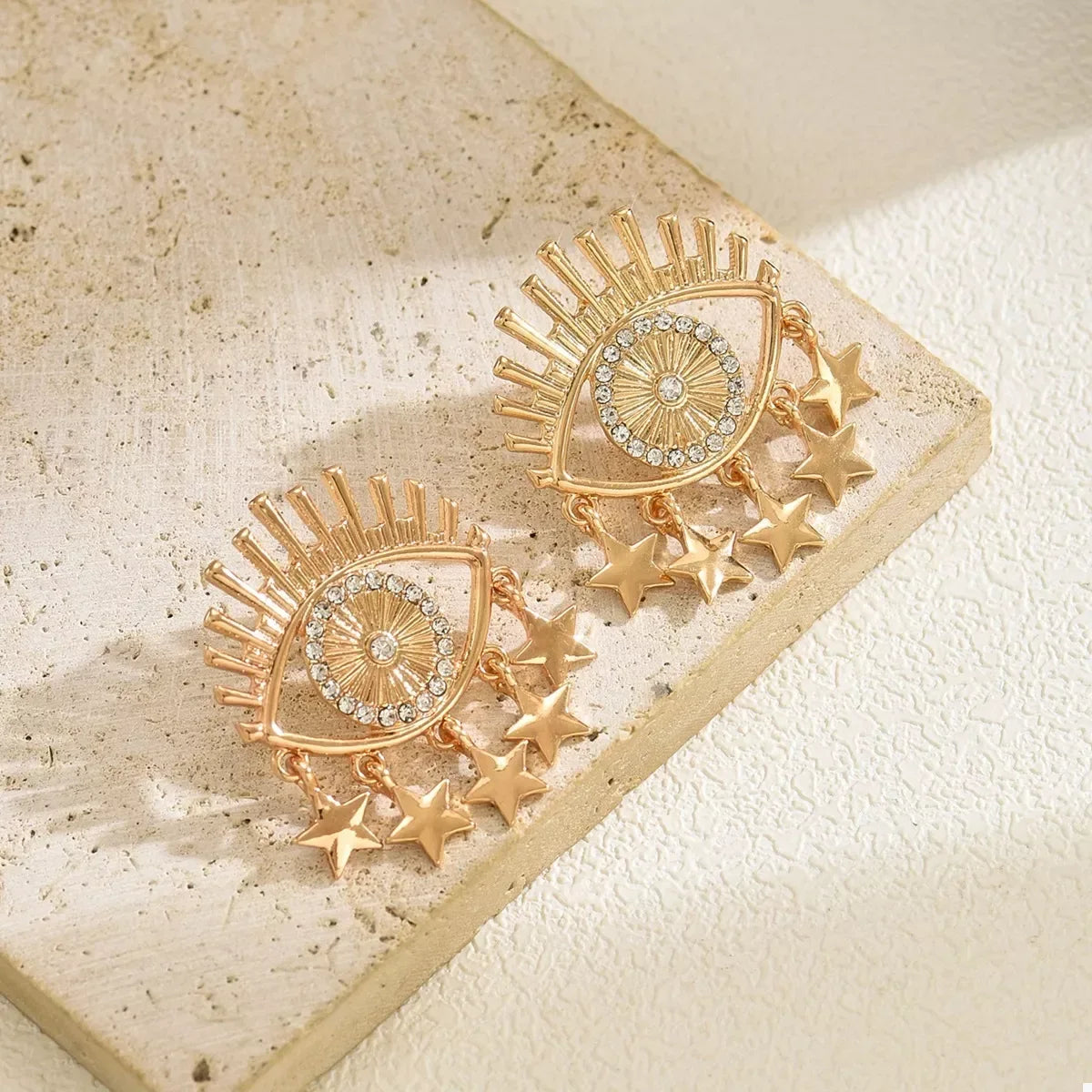 18K Gold-Plated Evil Eye Star Earrings - Trendsi - Flyclothing LLC