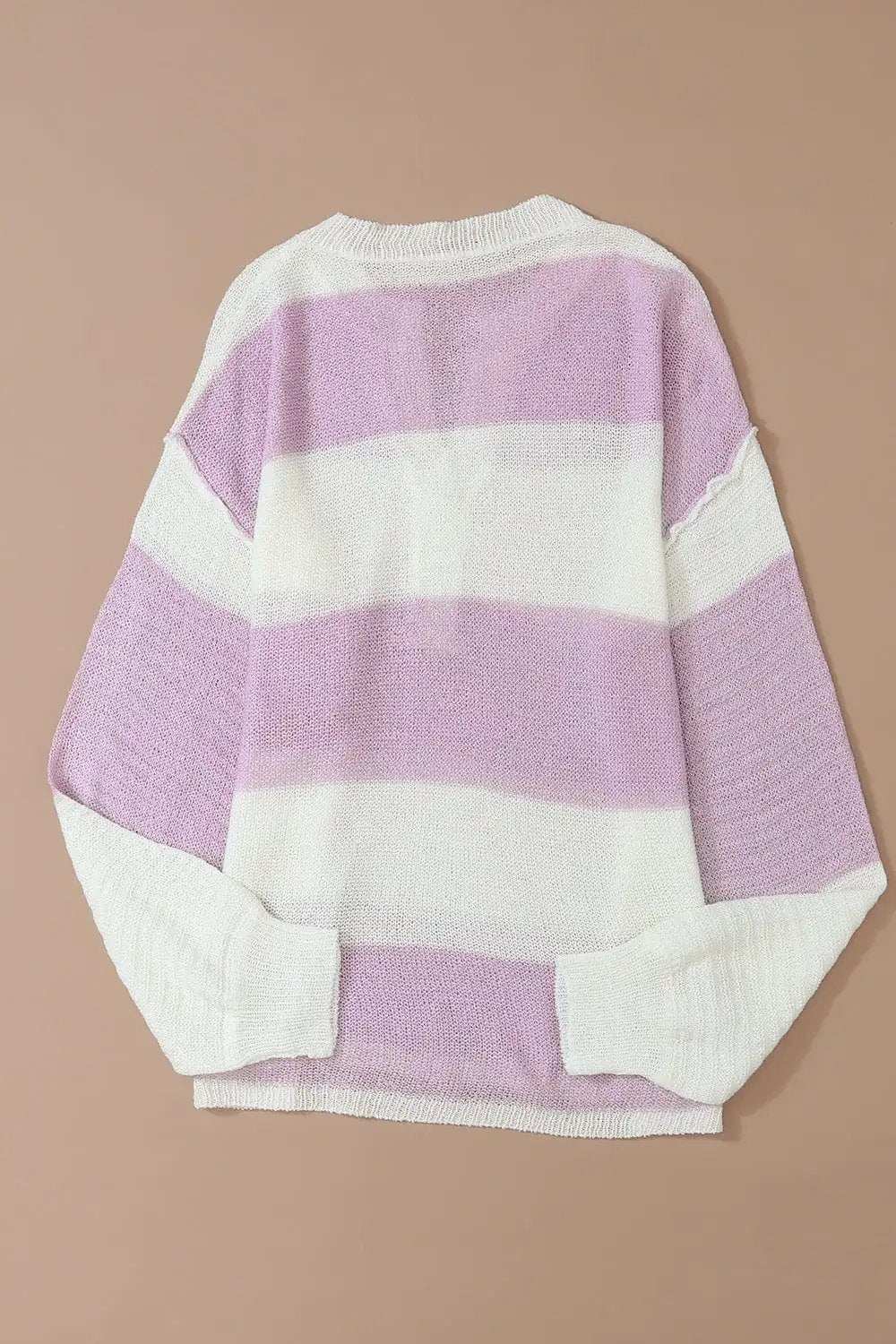 Striped Half Button Ribbed Sweater - Trendsi - Flyclothing LLC