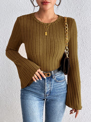 Round Neck Flare Sleeve T-Shirt - Trendsi