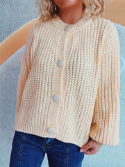Button Up Long Sleeve Cardigan - Trendsi