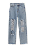Distressed Raw Hem Jeans - Trendsi