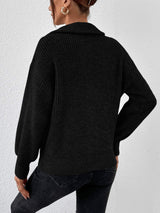 Honey Half Zip Dropped Shoulder Sweater - Trendsi - Flyclothing LLC