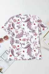 Paisley Mock Neck T Shirt - Trendsi - Flyclothing LLC