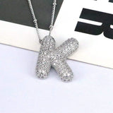 Copper Inlaid Zircon Letter Pendant Necklace - Trendsi - Flyclothing LLC