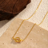 18K Gold-Plated Knot Pendant Necklace - Trendsi - Flyclothing LLC
