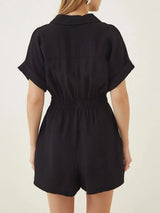 Johnny Collar Short Sleeve Romper - Trendsi - Flyclothing LLC