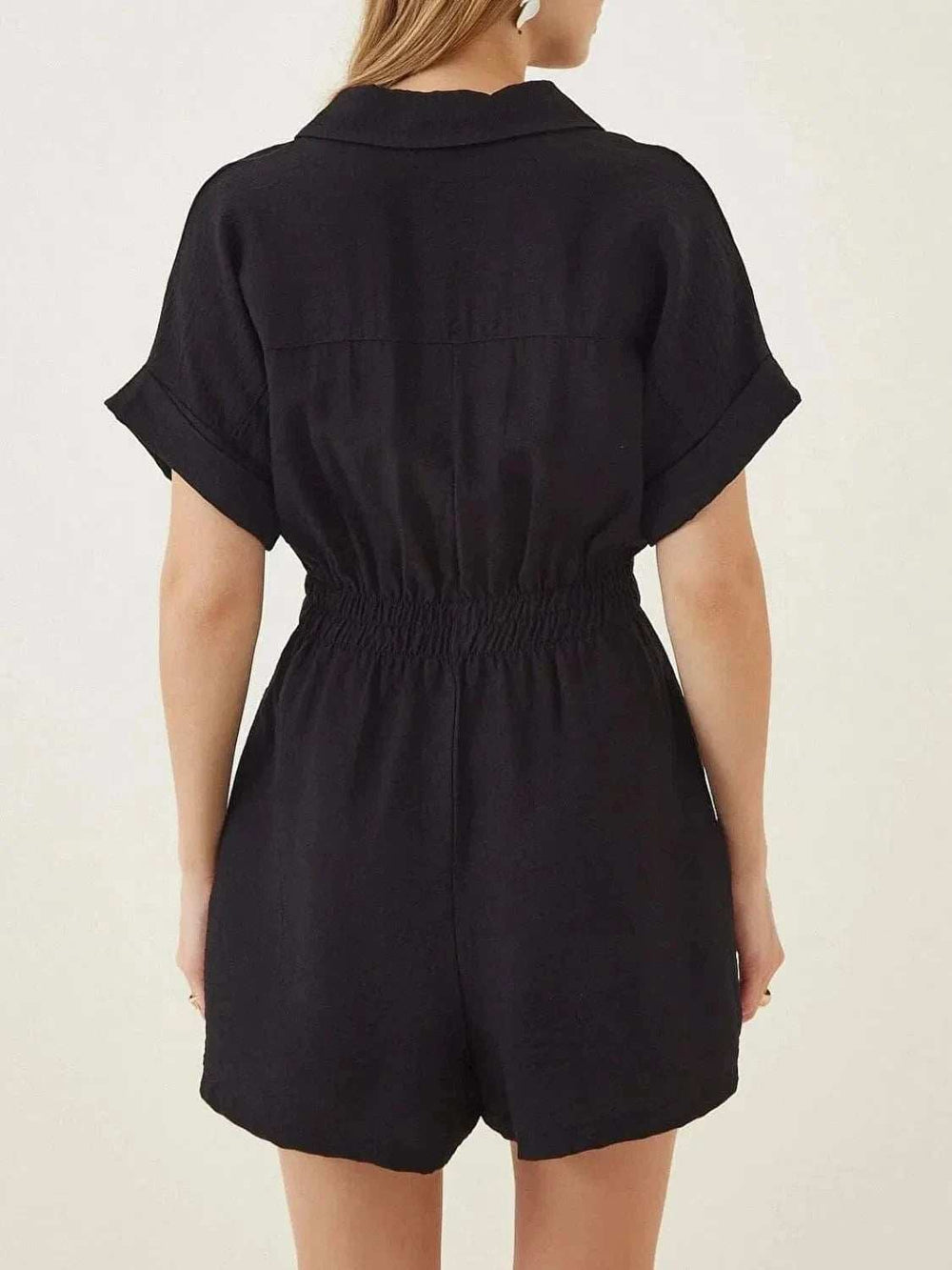 Johnny Collar Short Sleeve Romper - Trendsi - Flyclothing LLC