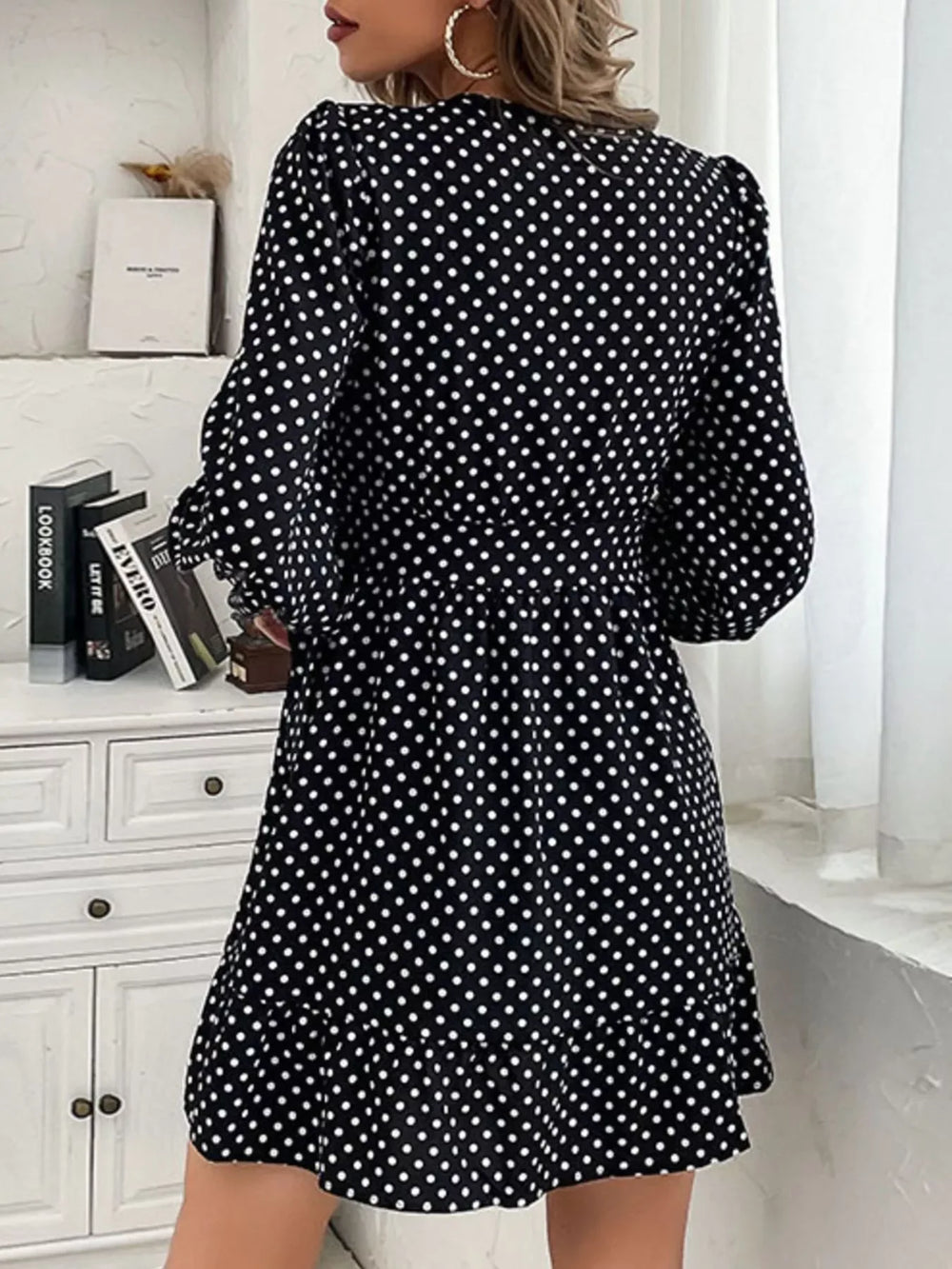 Polka Dot Wrap Mini Dress - Trendsi - Flyclothing LLC