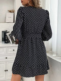 Polka Dot Wrap Mini Dress - Trendsi - Flyclothing LLC