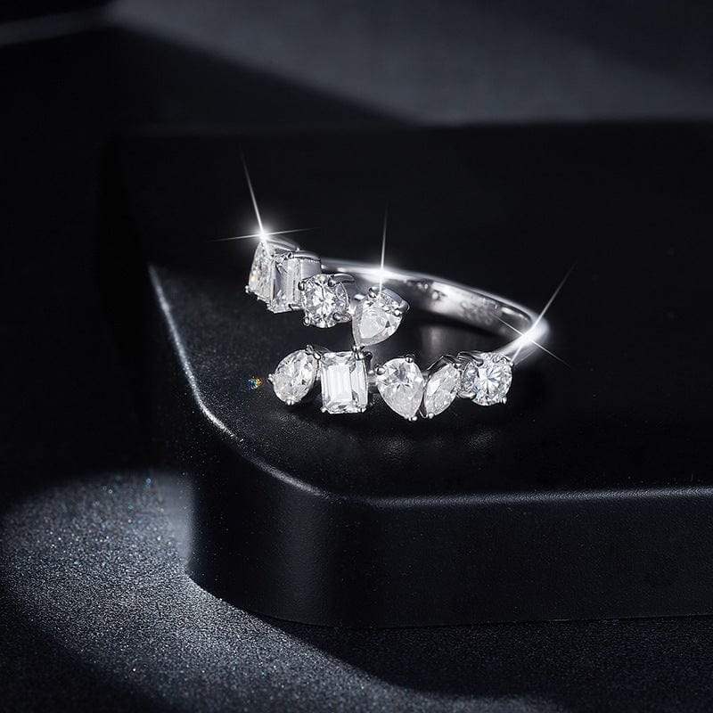 2.6 Carat Moissanite 925 Sterling Silver Bypass Ring - Trendsi - Flyclothing LLC
