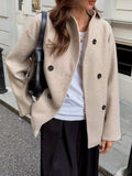Double-Breasted Dropped Shoulder Jacket - Trendsi - Flyclothing LLC