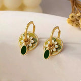 18K Gold-Plated Flower Hoop Earrings - Trendsi - Flyclothing LLC