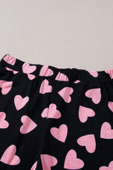 Heart Print Long Sleeve Top and Shorts Lounge Set - Trendsi - Flyclothing LLC
