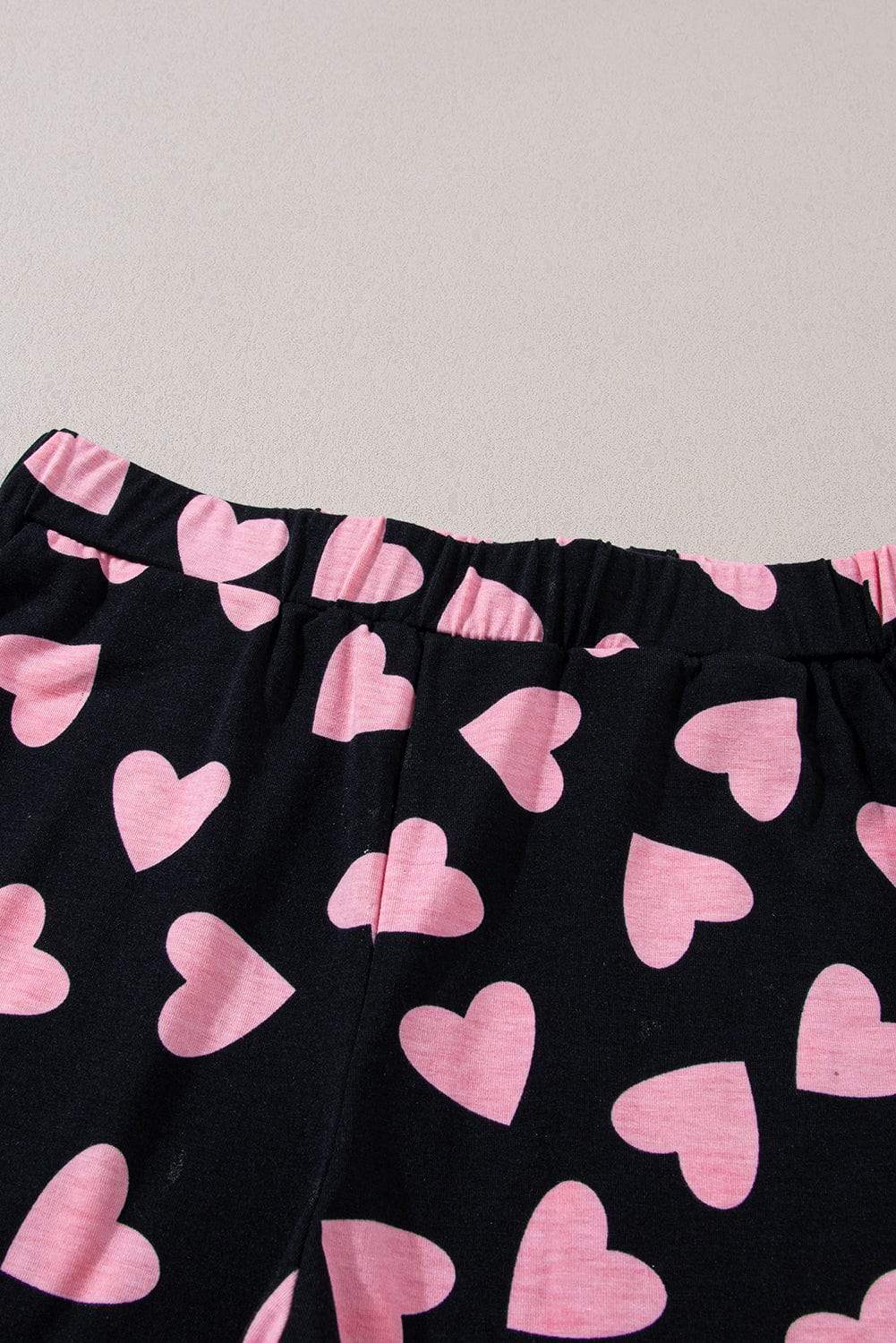 Heart Print Long Sleeve Top and Shorts Lounge Set - Trendsi - Flyclothing LLC