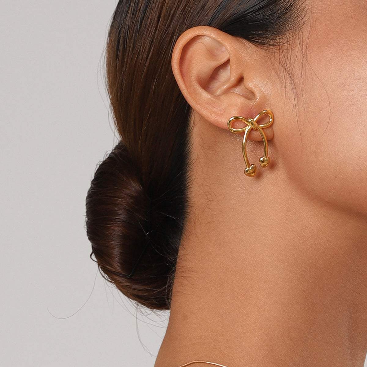 Stainless Steel Bow Earrings - Trendsi - Flyclothing LLC