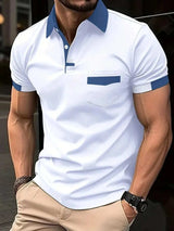 Men's Full Size Contrast Collared Neck Short Sleeve Polo Plus Size - Trendsi - Flyclothing LLC