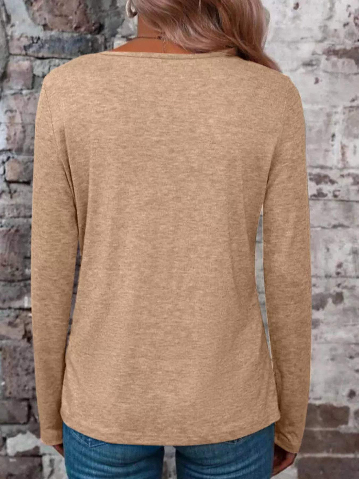 Crisscross V-Neck Long Sleeve T-Shirt - Trendsi - Flyclothing LLC
