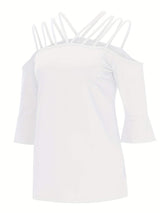 Full Size Cold Shoulder Three-Quarter Sleeve Blouse - Trendsi - Flyclothing LLC